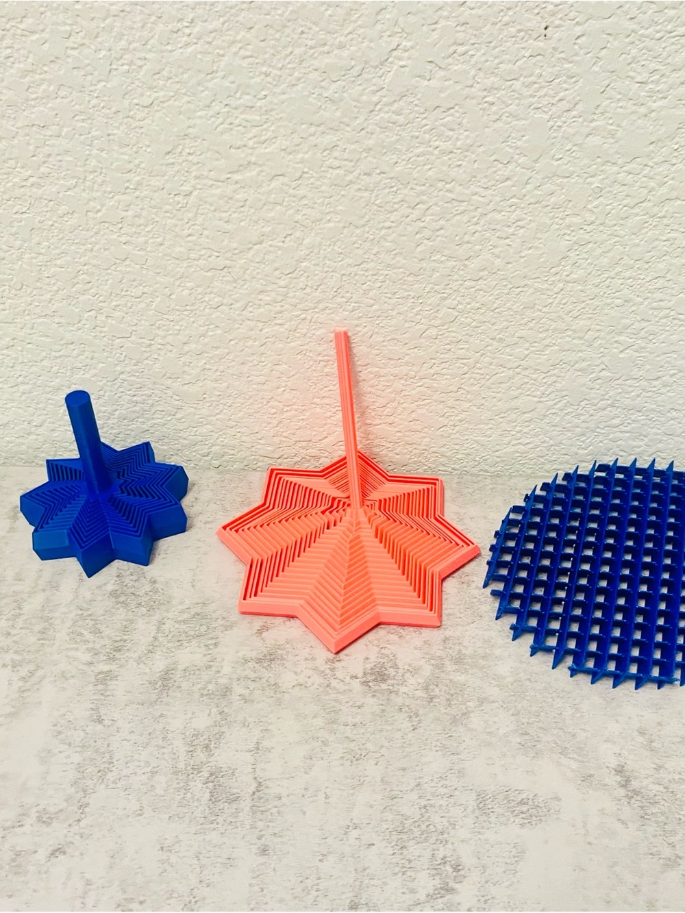 Star Fidgets and Waffle fidget 3D Printed - Coral & Blue set 3